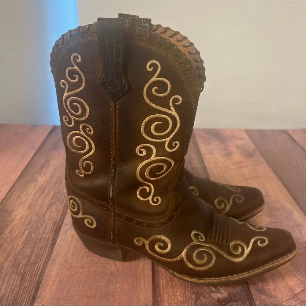 Ariat Kids‎ 2 Brown Leather Boots With Embroidered Design